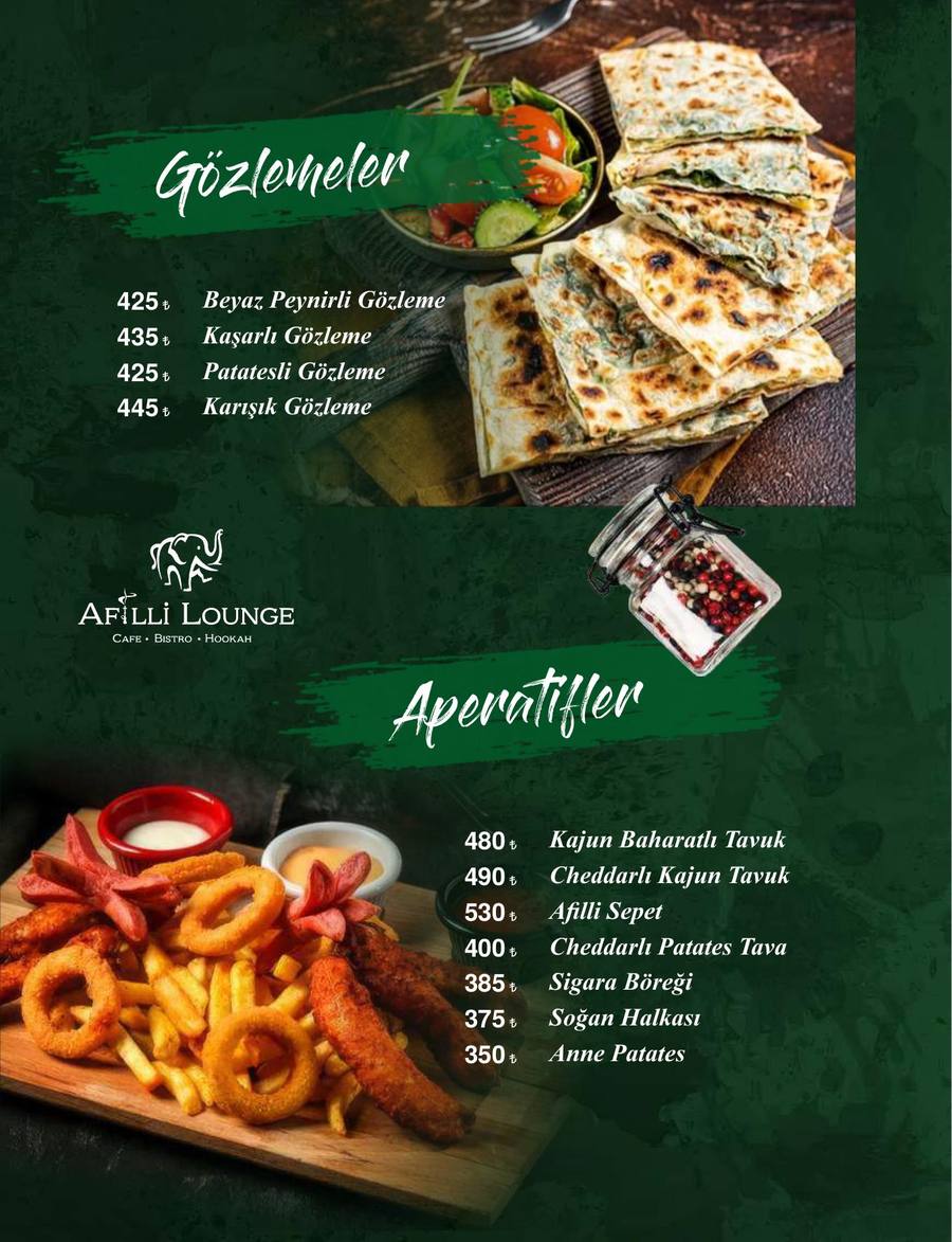 Afilli Lounge Menü
