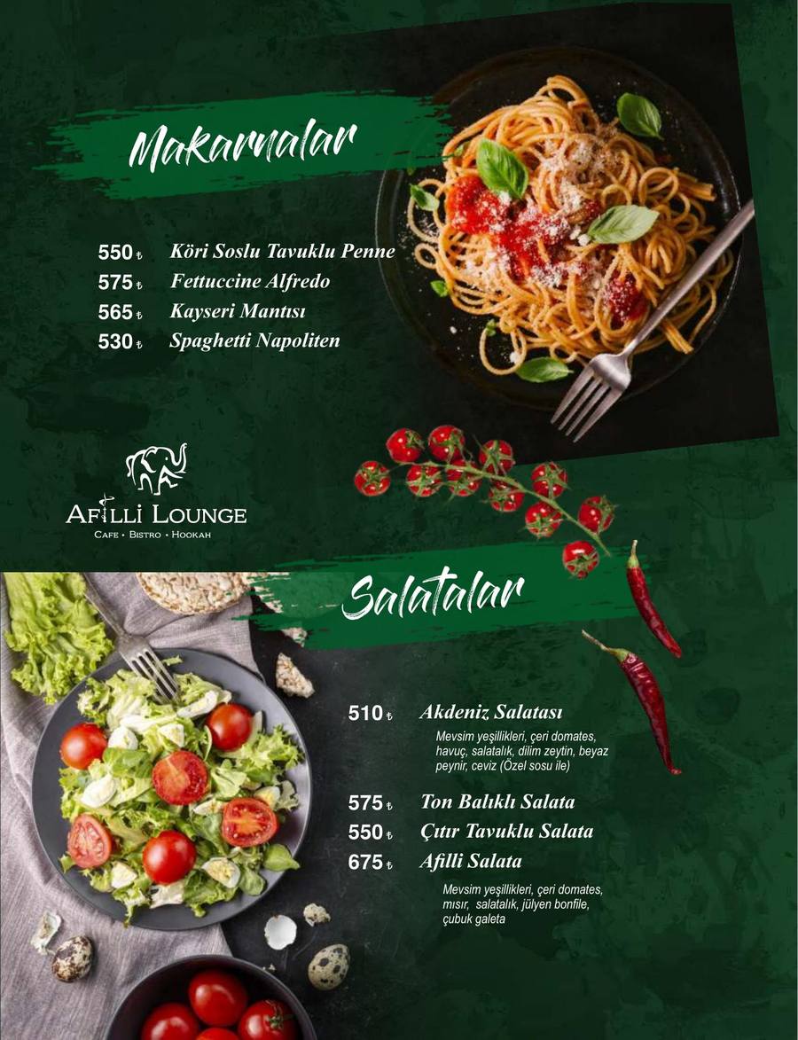Afilli Lounge Menü