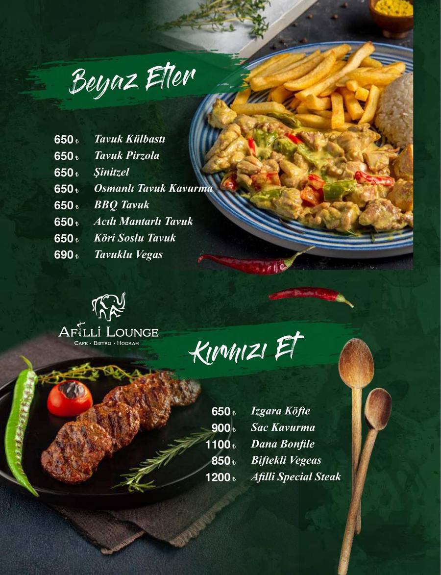 Afilli Lounge Menü