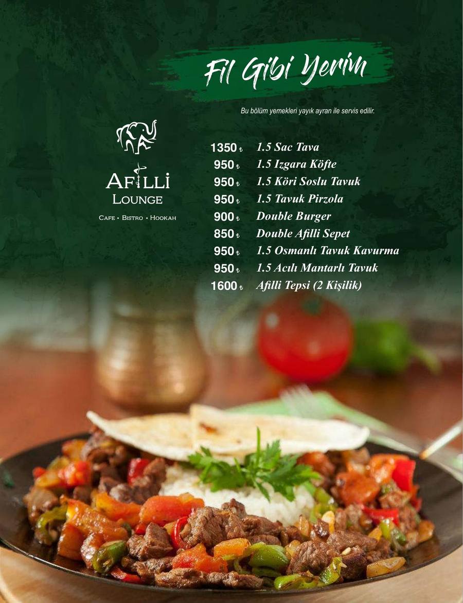 Afilli Lounge Menü