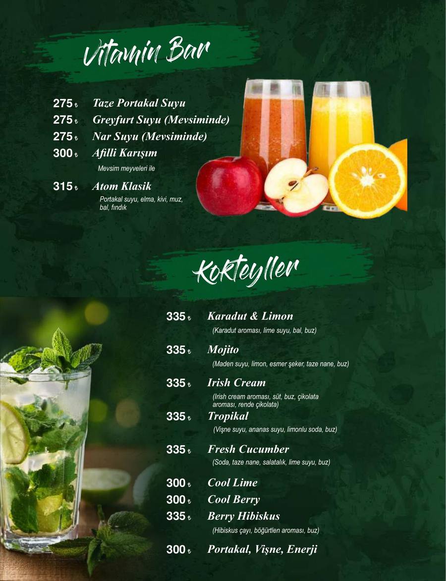 Afilli Lounge Menü