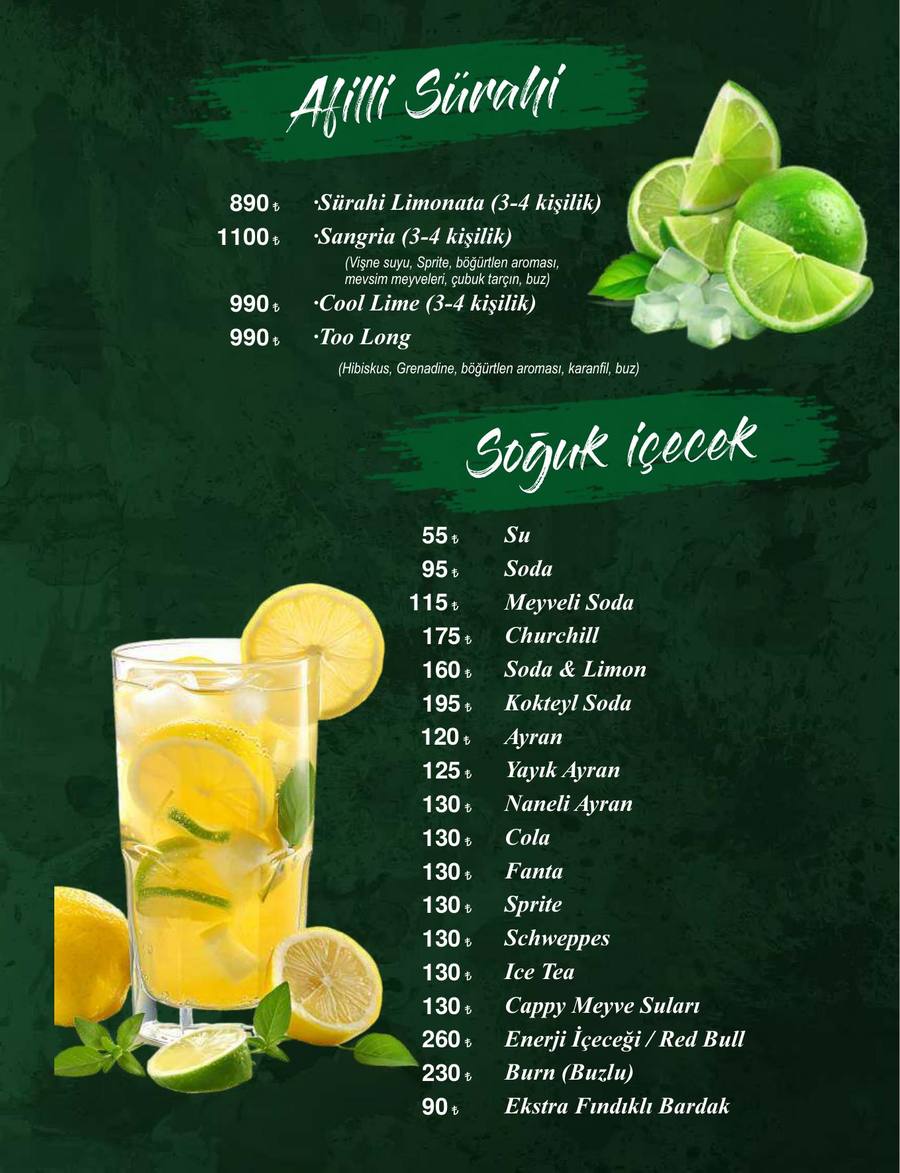 Afilli Lounge Menü